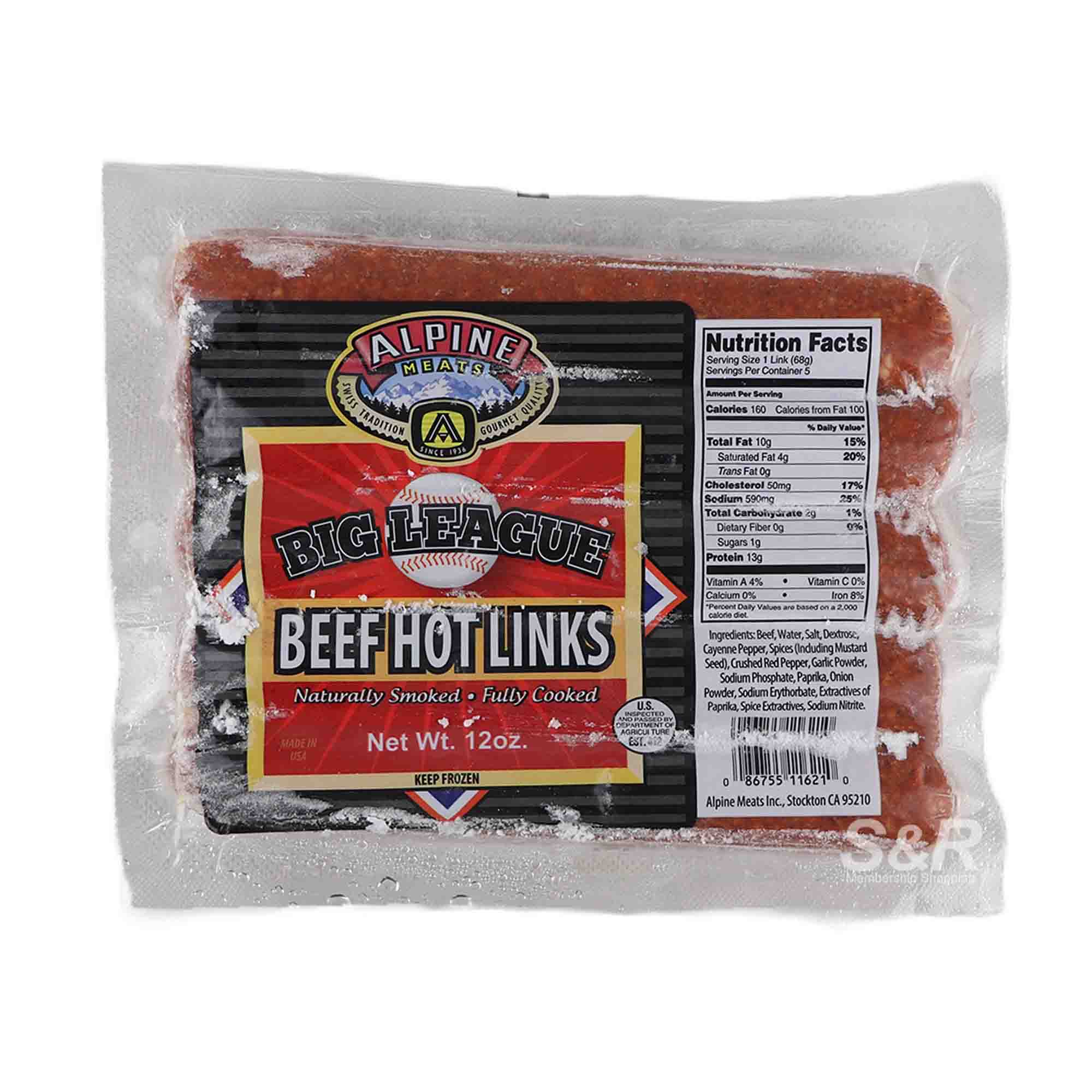 Alpine Meats Big League Beef Hot Links 340g Alpine Meats Big League Beef Hot Links 340g